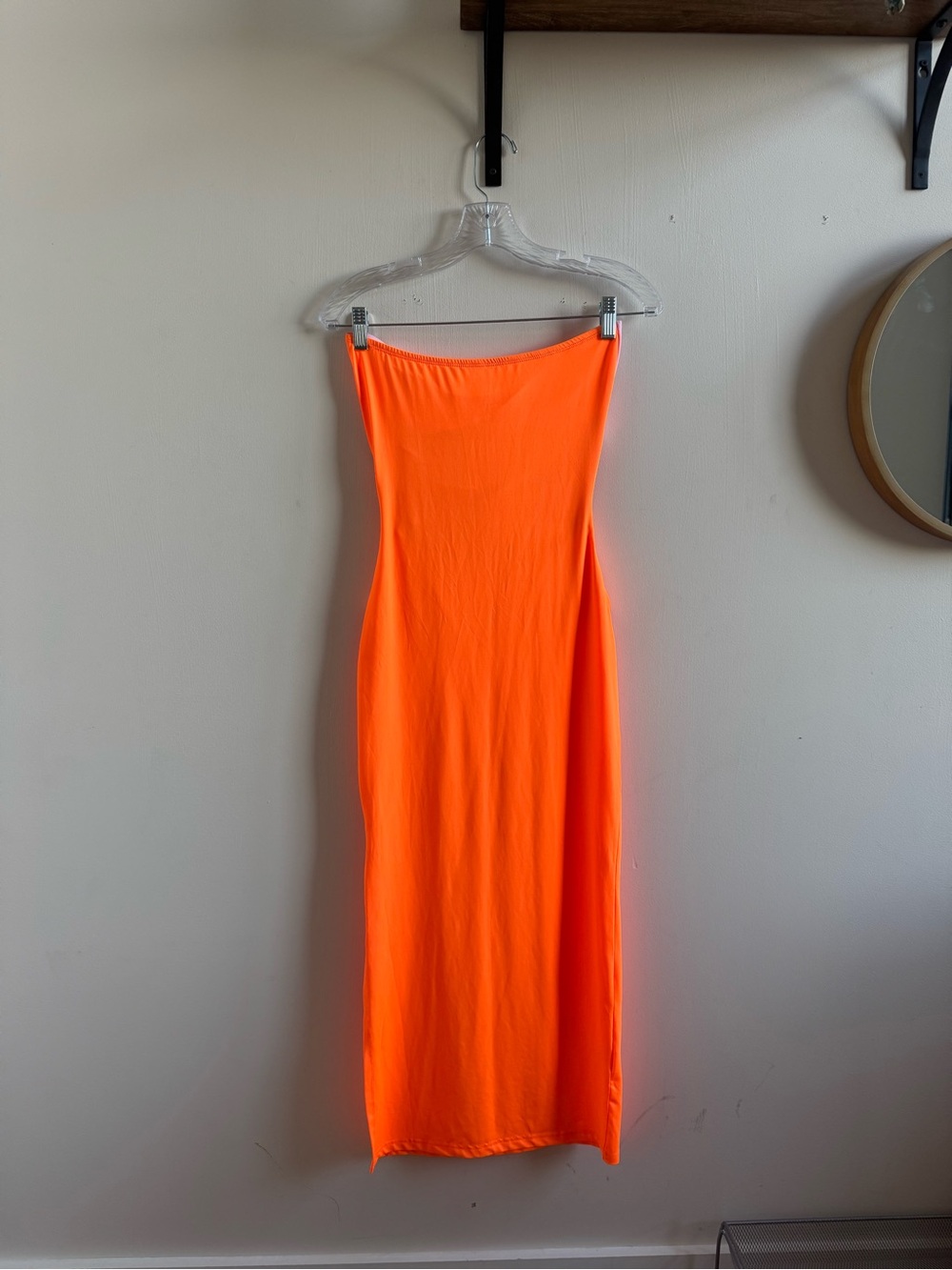 Neon Orange Cutout Maxi Dress with Pink and Fuchsia Accents - Picture 4 of 4